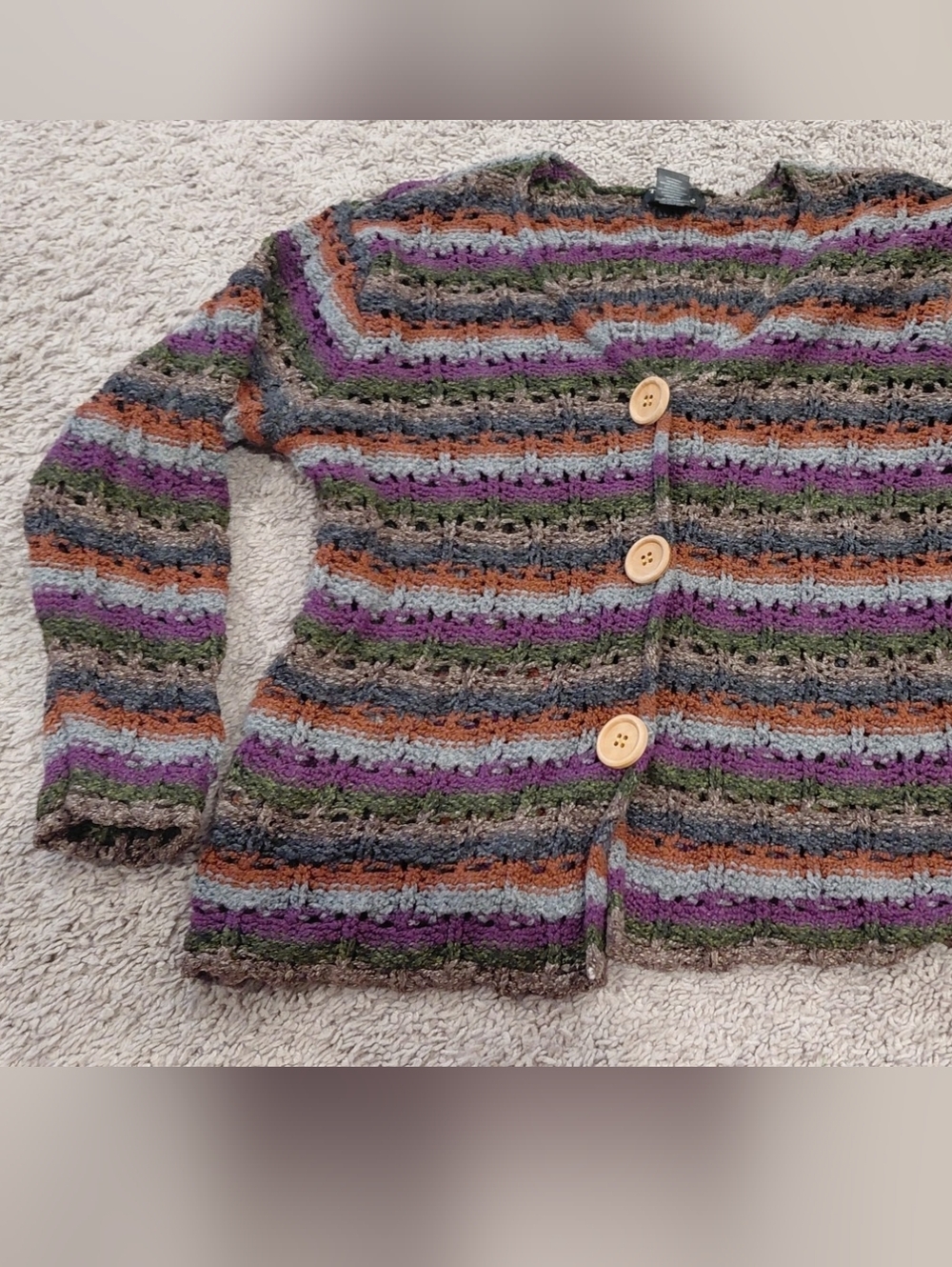 Striped Multicolor Button-Front Women’s Sweater Cardigan